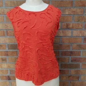 Cable & gauge orange ruffle decorative tank top